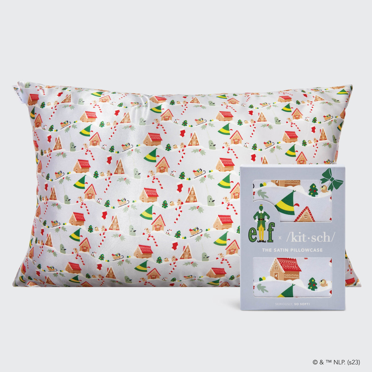 Kitsch x elf Satin Pillowcase Standard - Periwinkle Christmas