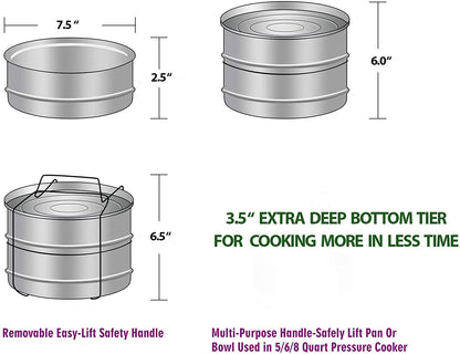 Instant Pot Insert Pans, 2 Tier for 3 Qt / 5 Qt Pressure Cookers by ecozoi