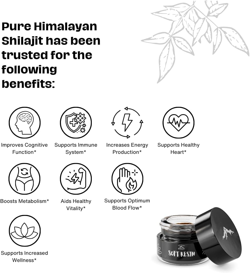 Pure Himalayan Shilajit, Soft Resin, Ayurvedic Rasayana Rejuvenation, Natural Source of Fulvic Acid, Includes Measuring Spoon - 15 ml / 0.5 fl oz