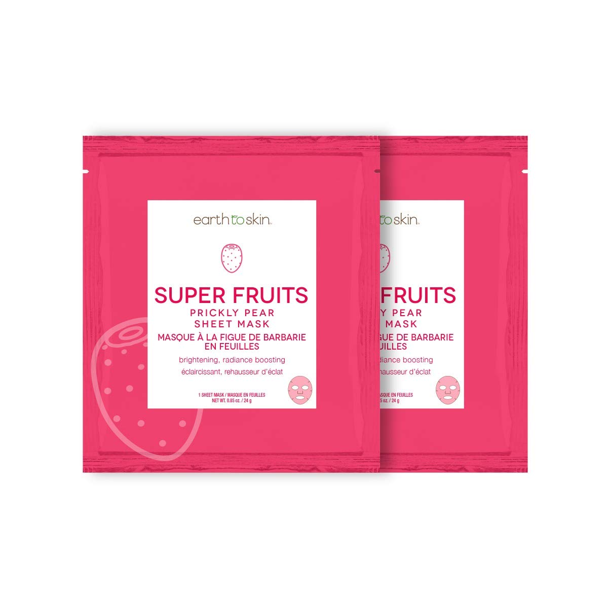 Super Fruits Watermelon & Prickly Pear Sheet Face Mask Set - Pack of 4 by EarthToSkin