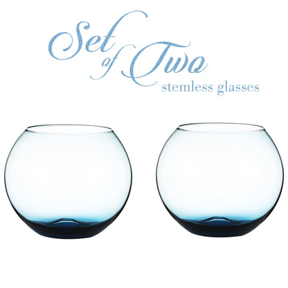 Berkware Set of 2 Sparkling Colored Stemless Wine Glass