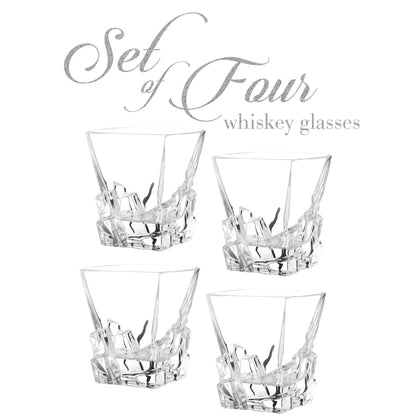 Berkware Lowball Whiskey Glasses - Modern Square Top Design - Set of 4