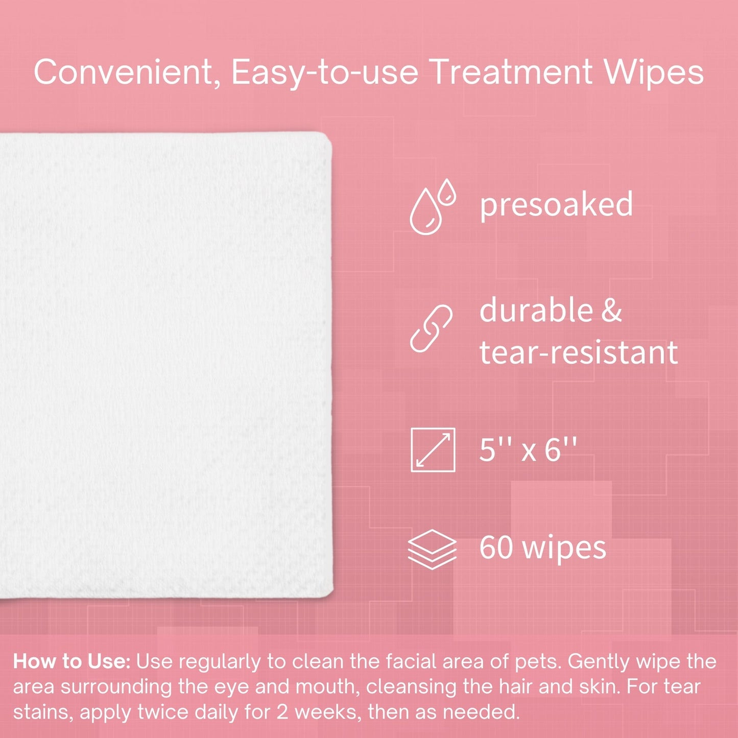 Tear Stain Eye & Facial Wipes for Dogs & Cats