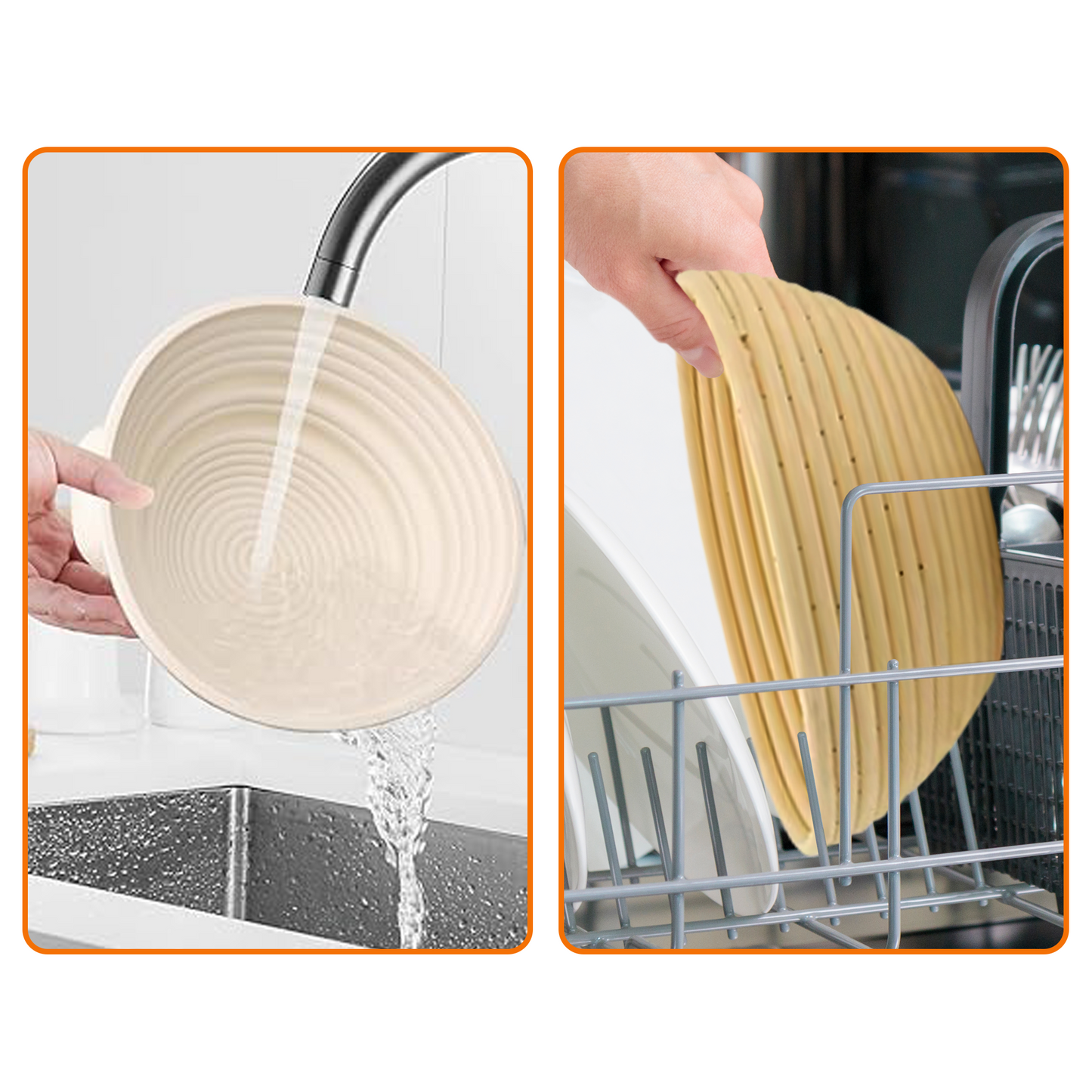 Cheer Collection 2-Piece Bread Proofing Basket Set – Premium Round Rattan Sourdough Banneton Kit with Essential Baking Tools