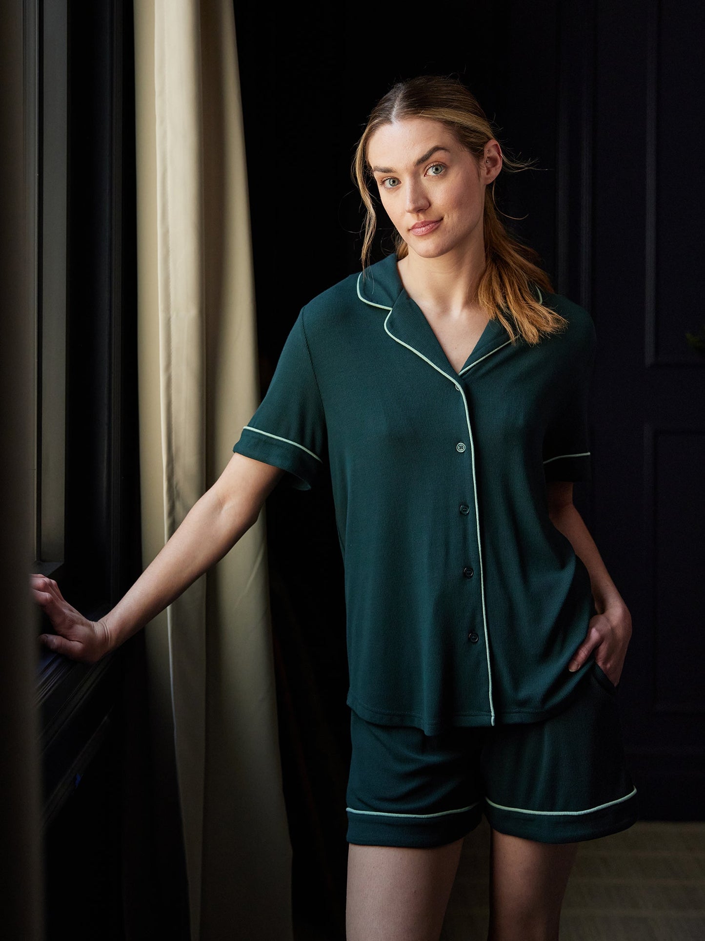 Women's Bamboo Rib-Knit Classic Short Sleeve Pajama Set