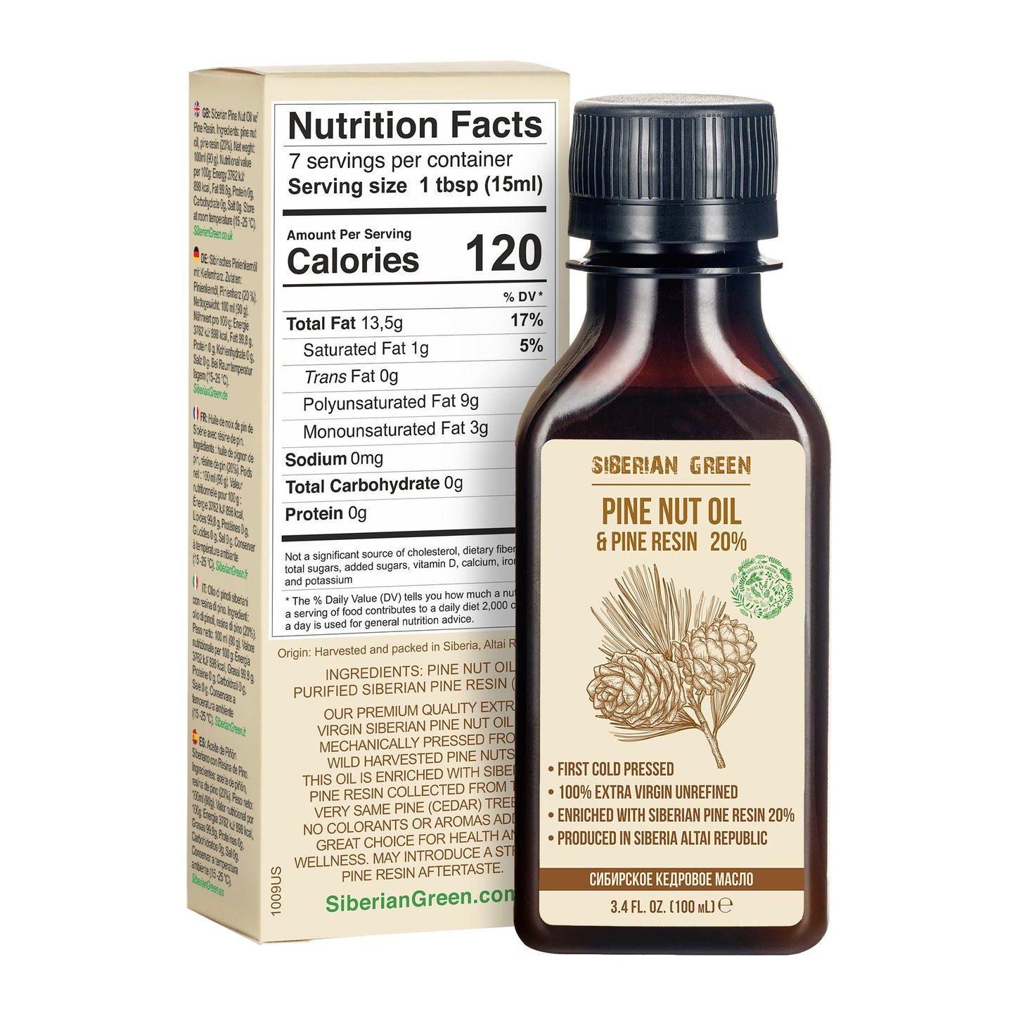 Siberian Pine Nut Oil with Cedar Resin – 100 ml for Immune Support & Digestive Health