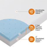 Cheer Collection 3 Inch Gel Infused Memory Foam Bed Topper with Washable Bamboo Cover