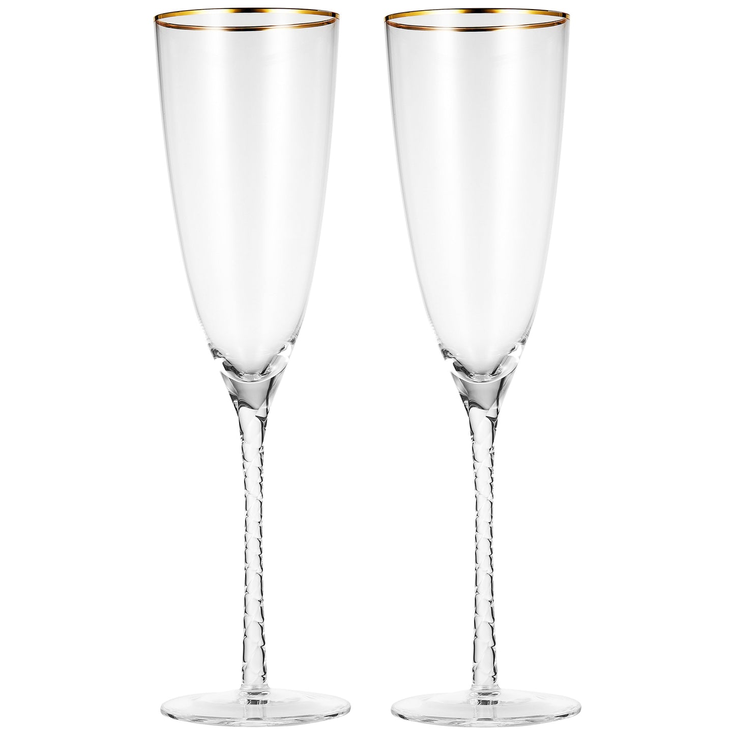 Berkware Champagne Glasses- Luxurious Crystal Champagne Flutes with Twisted Stem - Set of 4