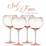 Berkware Colored Glasses - Luxurious and Elegant Sparkling Rose Pink Colored Glassware -  Set of 4