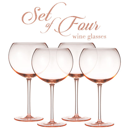 Berkware Colored Glasses - Luxurious and Elegant Sparkling Rose Pink Colored Glassware -  Set of 4