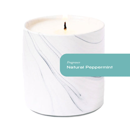 Natural Peppermint White Marble Candle 6oz