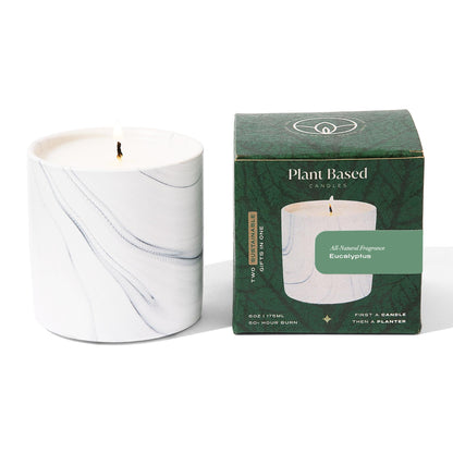 Natural Eucalyptus White Marble Candle 6oz