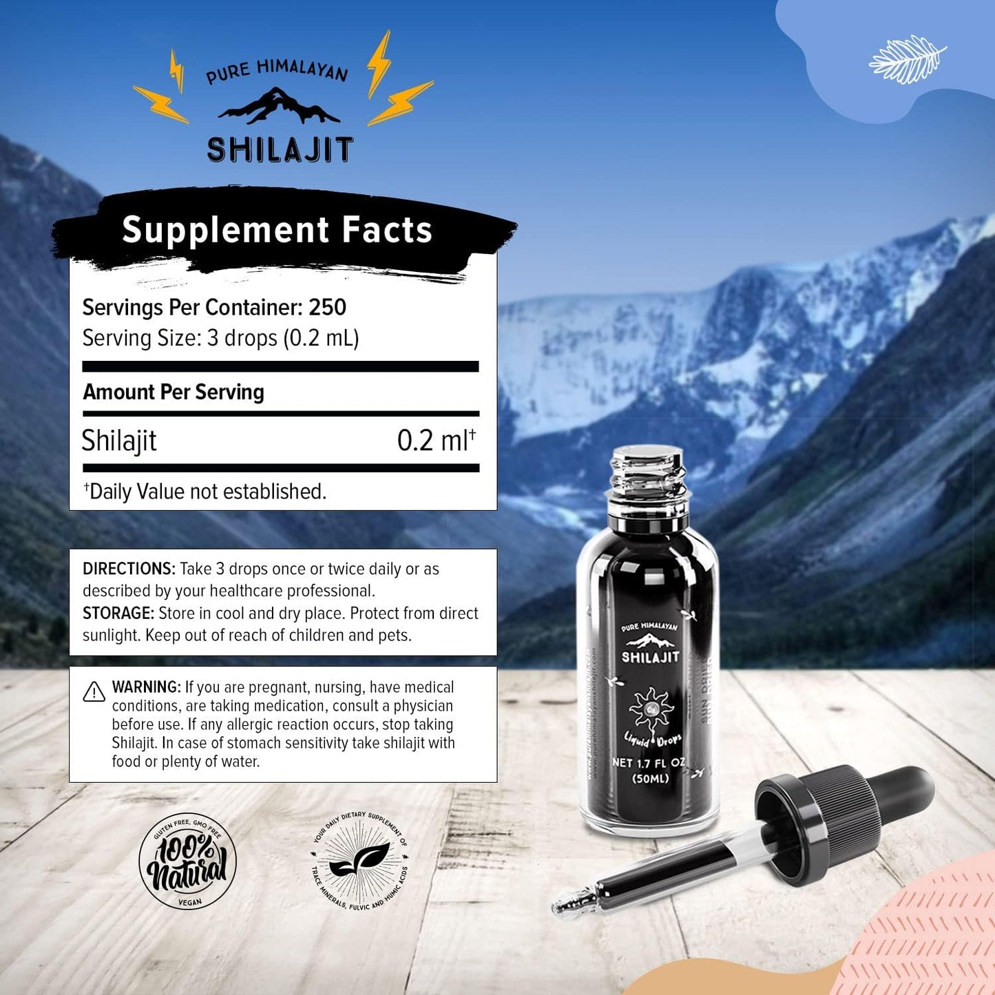 Pure Himalayan Shilajit, Sun Dried Liquid Drops - Immune Support Supplement, Energy Boost, Detox Cleanse, Anti-Aging and Wellness - Natural Trace Minerals & Fulvic Acid Complex