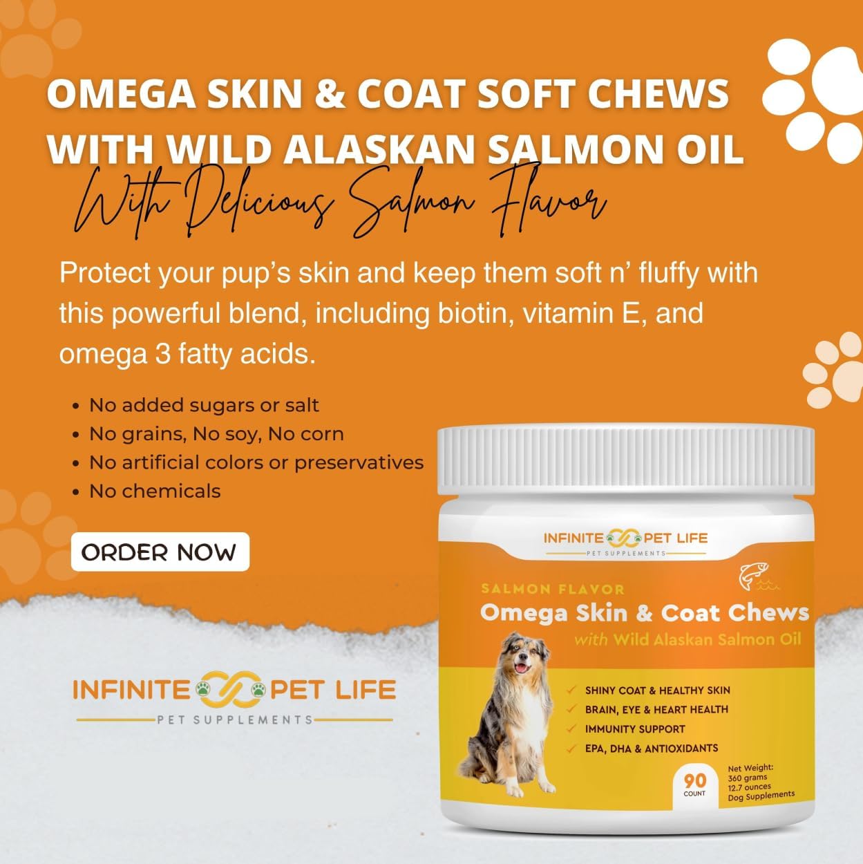 Salmon Flavor Omega Skin & Coat soft chews with Wild Alaskan Salmon Oil