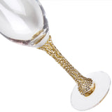 Berkware Champagne Glasses Set of 2 - Luxurious Crystal Champagne Flutes - Elegant Rhinestone Embellished Stem - Two Gold tone Champagne Glasses for toasting