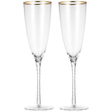 Berkware Twisted Stem Champagne Glass with Gold tone Rim, Set of 2