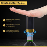 Cheer Collection Automatic Vacuum Wine Bottle Stopper, Vacuum Wine Preserver, Battery Operated Wine Saver with Intelligent LED Display to Keep Wine Fresh