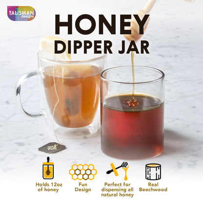 Glass Honey Dipper Jar - Honey Bee