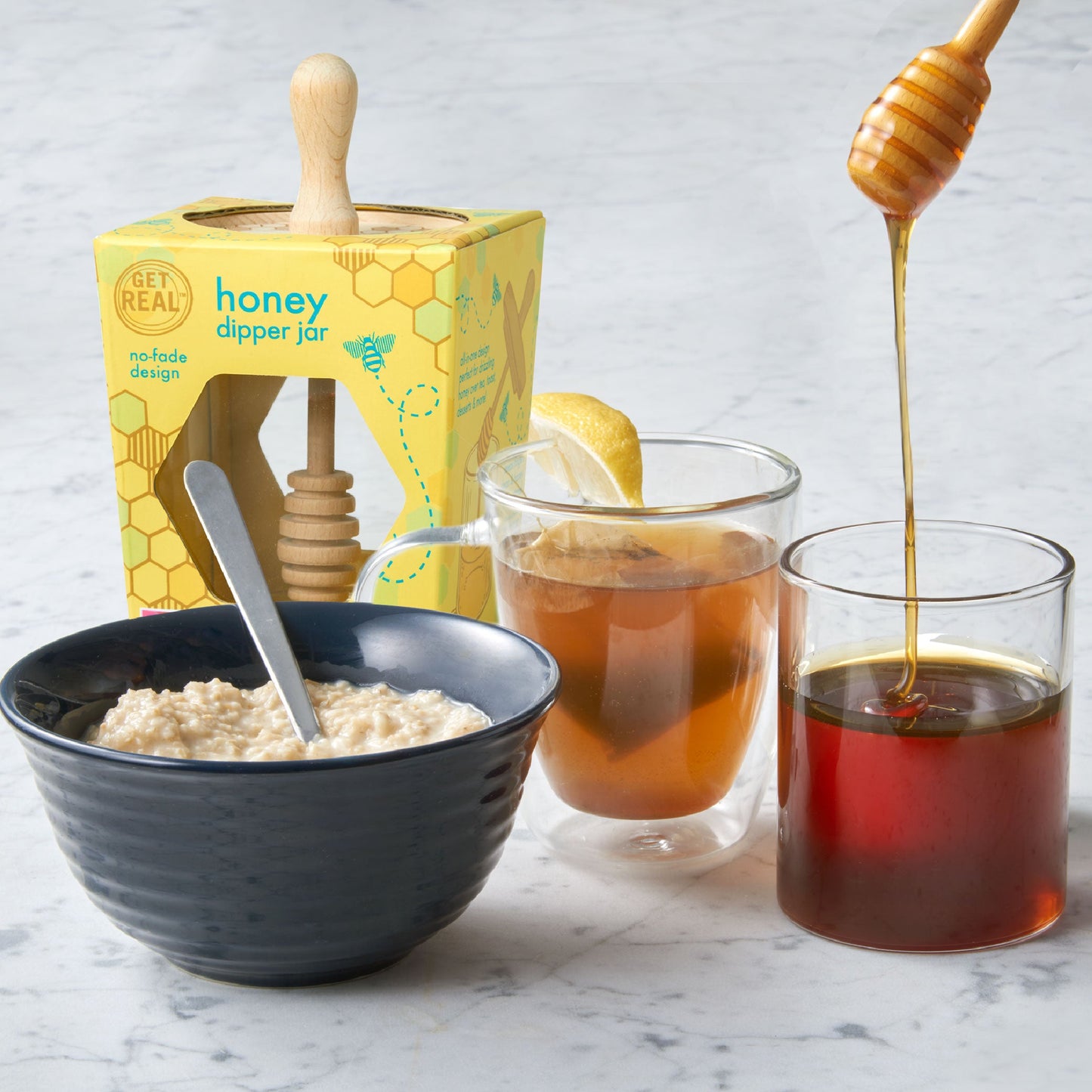 Glass Honey Dipper Jar - Honey Bee