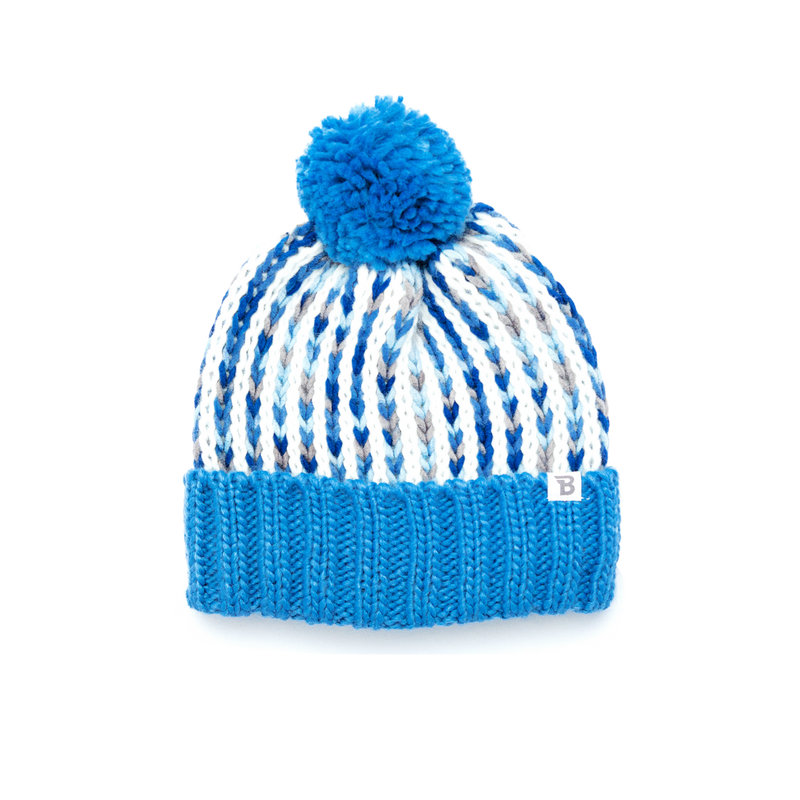 Blue Single Pom Pom Beanie