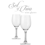 Berkware Set of 2 Crystal Wine Glasses - Elegant Silver tone Studded Long Stem Red Wine Glasses
