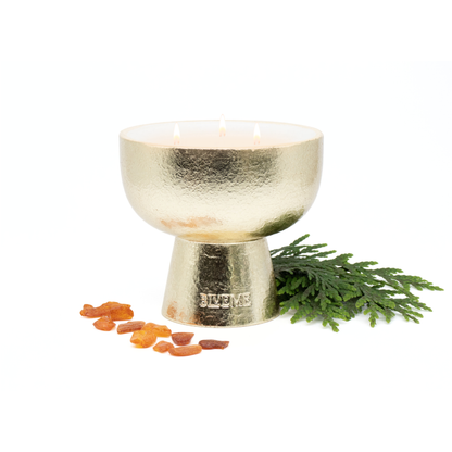 Gold Refillable Candle - Festive - Noble Fir & Amber