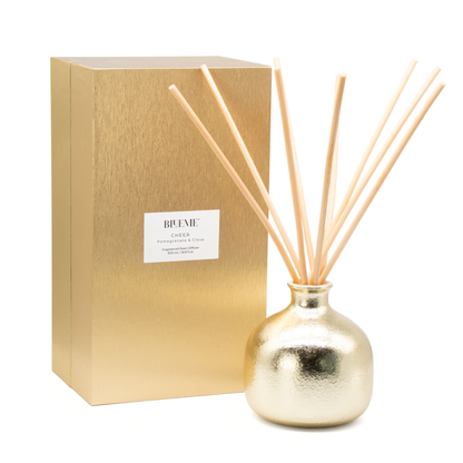 Gold Large Refillable Diffuser - Cheer - Pomegranate & Clove