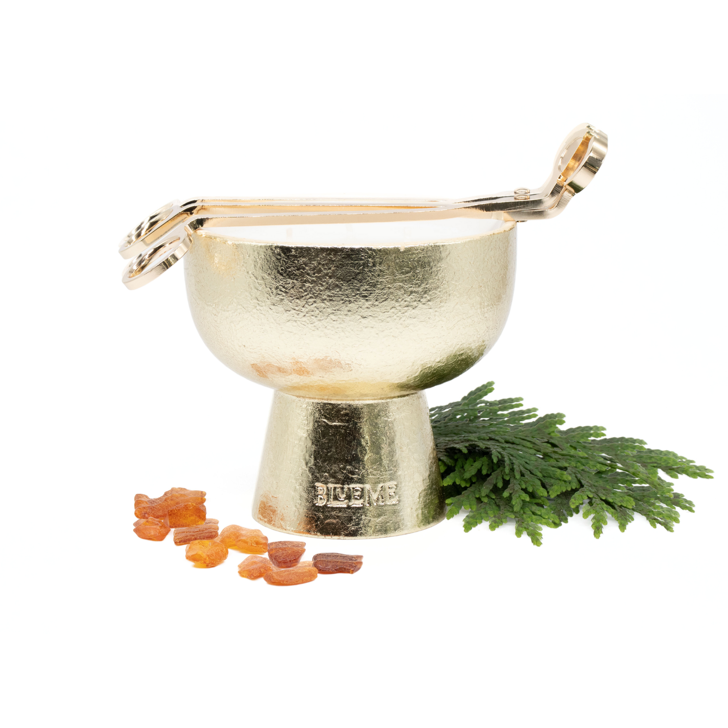 Gold Refillable 3 Wick Candle & Wick Trimmer Set - Festive - Noble Fir & Amber