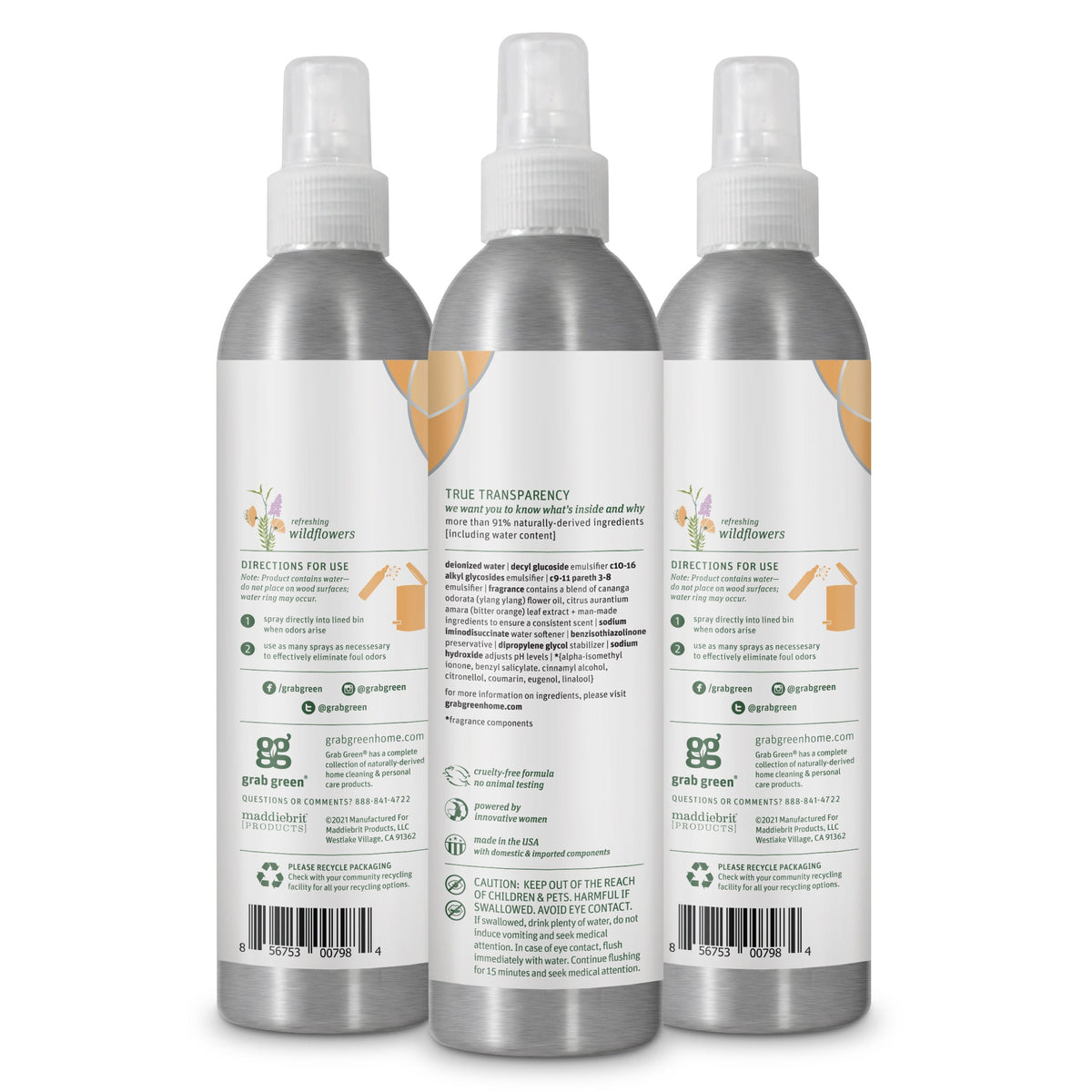 Trash Can Odor Removal Spray - 3 Pack