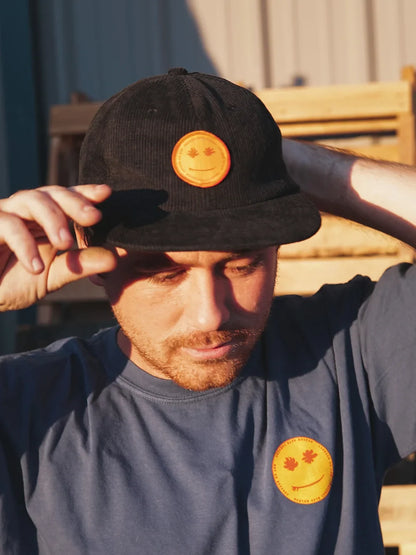 BLACK CORDUROY SMILE HAT