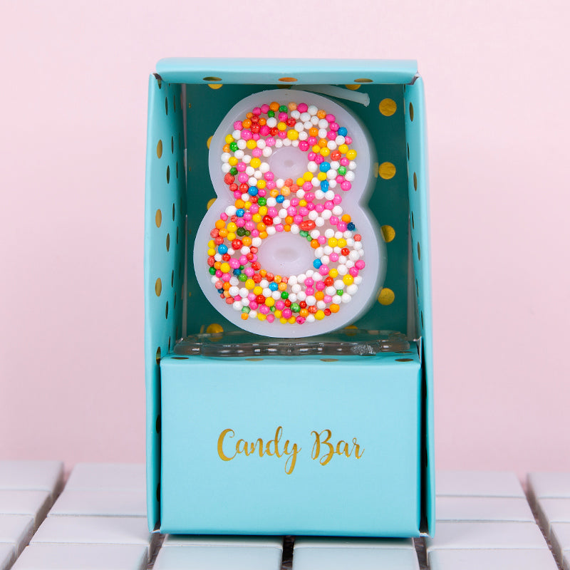 Colorful Sprinkle Candy Embedded Birthday Number Candle