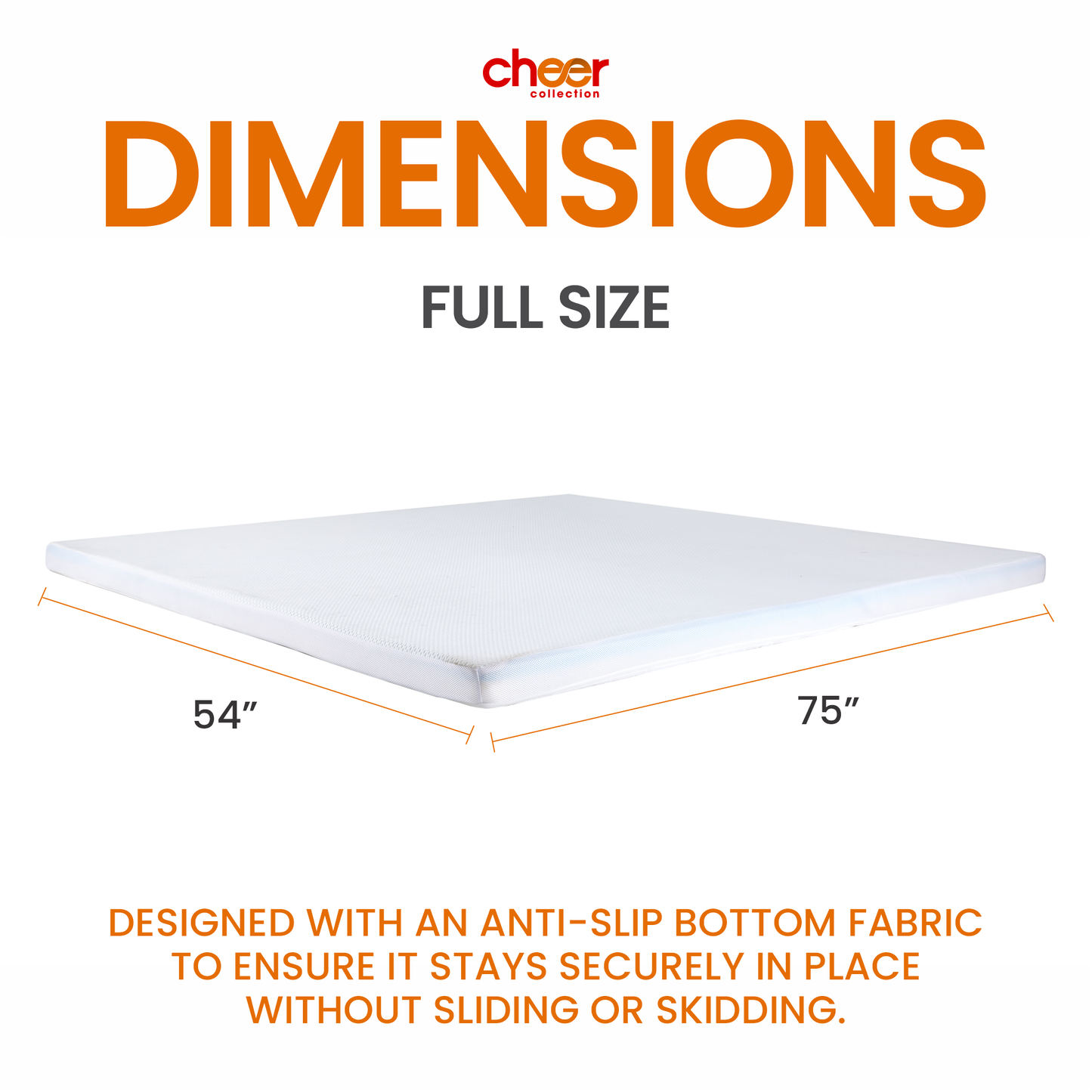 Cheer Collection 3 Inch Gel Infused Memory Foam Bed Topper with Washable Bamboo Cover