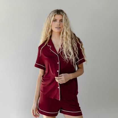 Women's Stretch-Knit Short Sleeve Bamboo Pajama Set