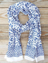 Bright Blue Abstract Scarf by Passion Lilie