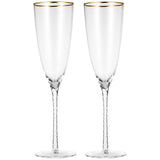 Berkware Twisted Stem Champagne Glass with Gold tone Rim, Set of 6