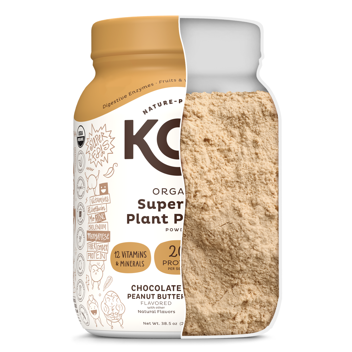 KOS Organic Plant Protein, Chocolate Peanut Butter, 28 Servings by KOS.com