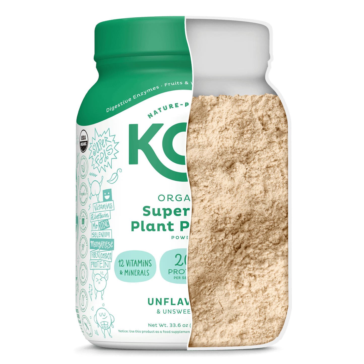 KOS Organic Plant Protein, Unflavored & Unsweetened, 28 Servings by KOS.com