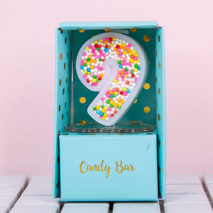 Colorful Sprinkle Candy Embedded Birthday Number Candle