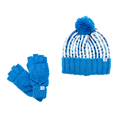 Blue Single Pom Pom Beanie