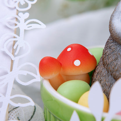 Easter Bunny Candle Bowl with Easter Egg & Mini Mushroom