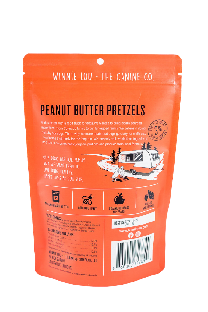 Winnie Lou, Pet Snack Bundle, Peanut Butter Pretzels, Bison Burger Jerky, Bison Marrow Bone 4