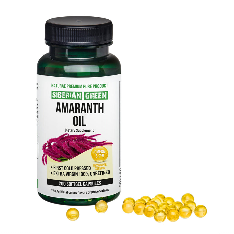 Siberian Green Amaranth Seed Oil Capsules – 200 Softgels | Cold Pressed & Unrefined