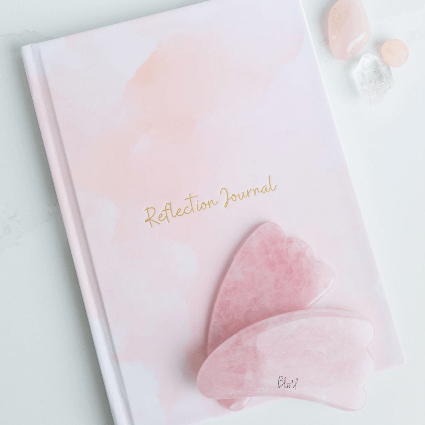 Mind + Body Self-Care Bundle: Reflection Journal & Rose Quartz Gua Sha by Bliss'd Co