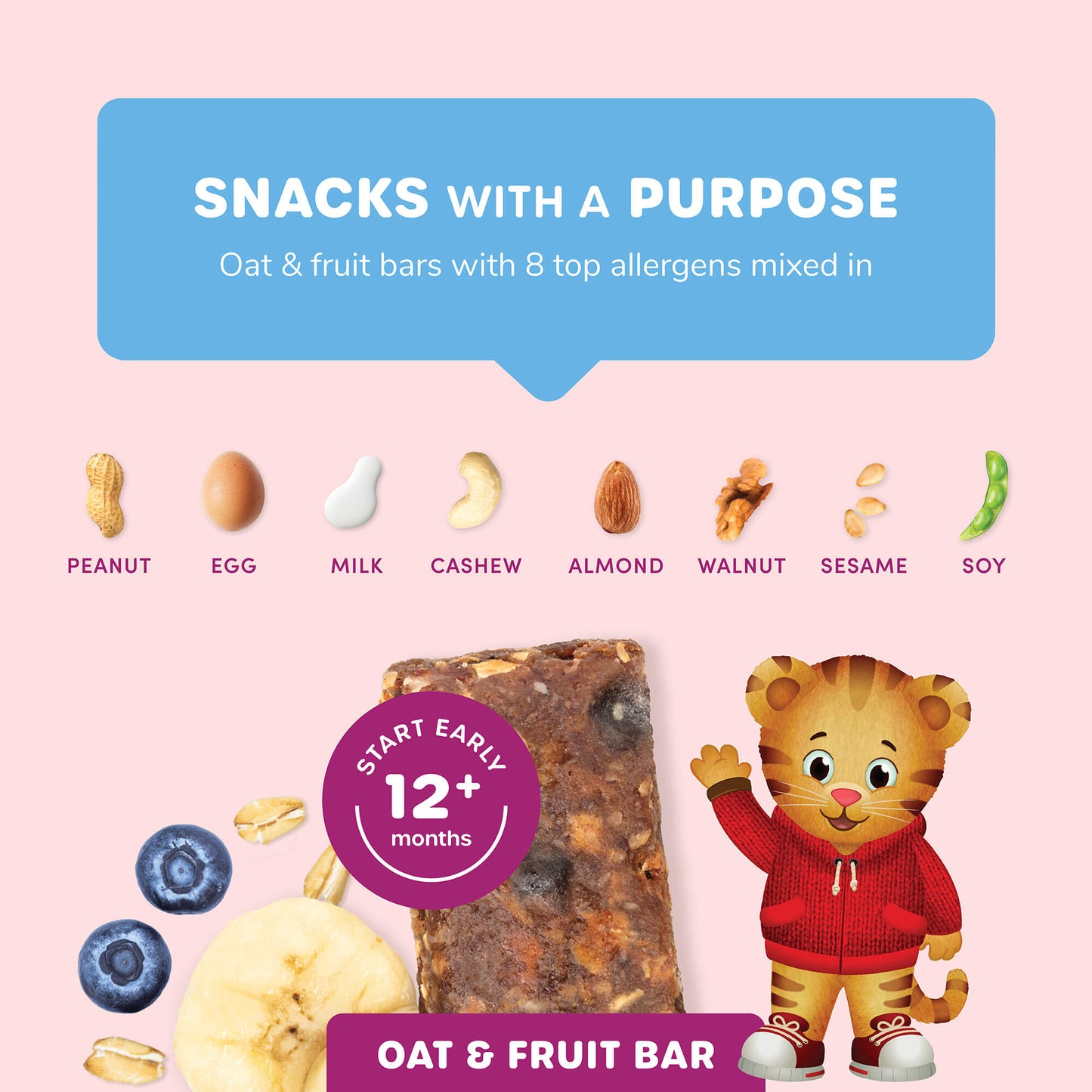 Organic Oat & Fruit Bars - Daniel Tiger Blueberry Banana