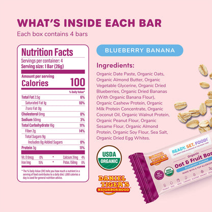 Organic Oat & Fruit Bars - Daniel Tiger Blueberry Banana