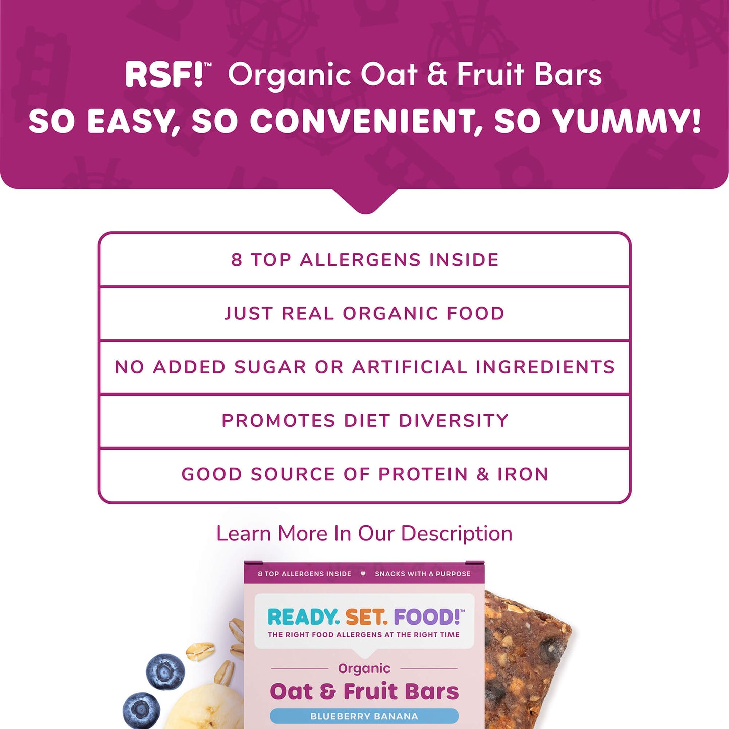 Organic Oat & Fruit Bars - Daniel Tiger Blueberry Banana