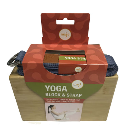 Bamboo Yoga Block & Strap Combo by Jupiter Gear