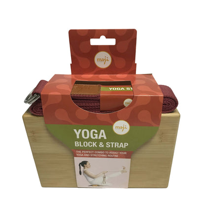 Bamboo Yoga Block & Strap Combo by Jupiter Gear