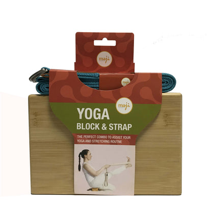 Bamboo Yoga Block & Strap Combo by Jupiter Gear