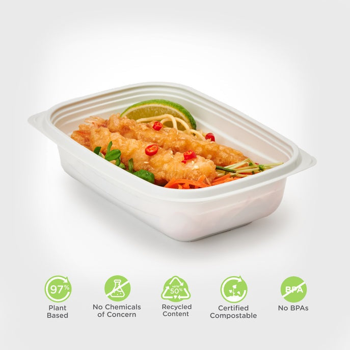 24 oz. GoodToGo™ Microwavable Container, Stone, CPLA, 450/Case